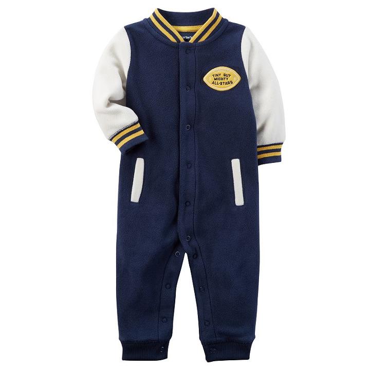 Baby Boy Carter's Fleece Varsity Jumpsuit, Size: 24 Months, Blue