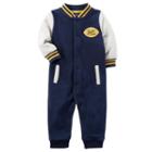Baby Boy Carter's Fleece Varsity Jumpsuit, Size: 24 Months, Blue
