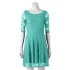 Juniors' Wrapper Floral Lace Skater Dress, Teens, Size: Large, Green Oth