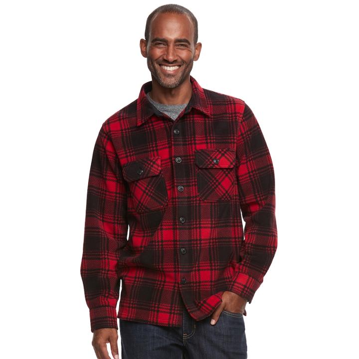 Men's Croft & Barrow&reg; Arctic Fleece Shirt Jacket, Size: Xl, Med Green