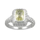 Siri Usa By Tjm Sterling Silver Lemon Quartz And Cubic Zirconia Textured Rectangle Frame Ring, Women's, Size: 9, Yellow
