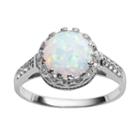Sterling Silver Lab-created Opal And Lab-created White Sapphire Crown Ring, Women's, Size: 7
