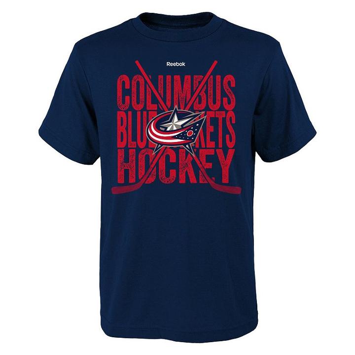 Boys 8-20 Reebok Columbus Blue Jackets Cross Sticks Tee, Boy's, Size: S(8) (navy)