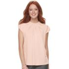 Women's Elle&trade; Pleated Mockneck Top, Size: Large, Brt Pink