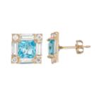 10k Gold Swiss Blue Topaz & Lab-created White Sapphire Square Stud Earrings, Women's
