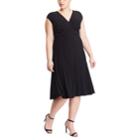 Plus Size Chaps Pleated A-line Dress, Women's, Size: 16 W, Black