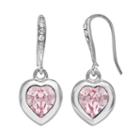 Illuminaire Crystal Silver-plated Heart Drop Earrings - Made With Swarovski Crystals, Women's, Pink