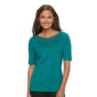 Women's Croft & Barrow&reg; Crochet Tee, Size: Xxl, Med Green