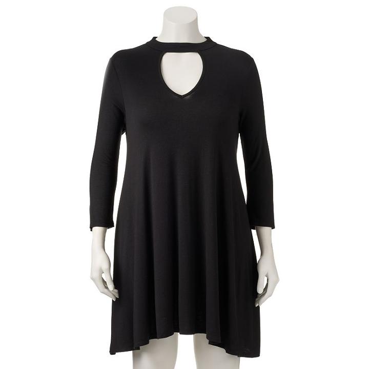Juniors' Plus Size Heartsoul Cutout Mockneck Dress, Girl's, Size: 2xl, Black