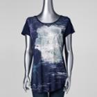 Petite Simply Vera Vera Wang Printed Scoopneck Tee, Women's, Size: M Petite, Blue (navy)