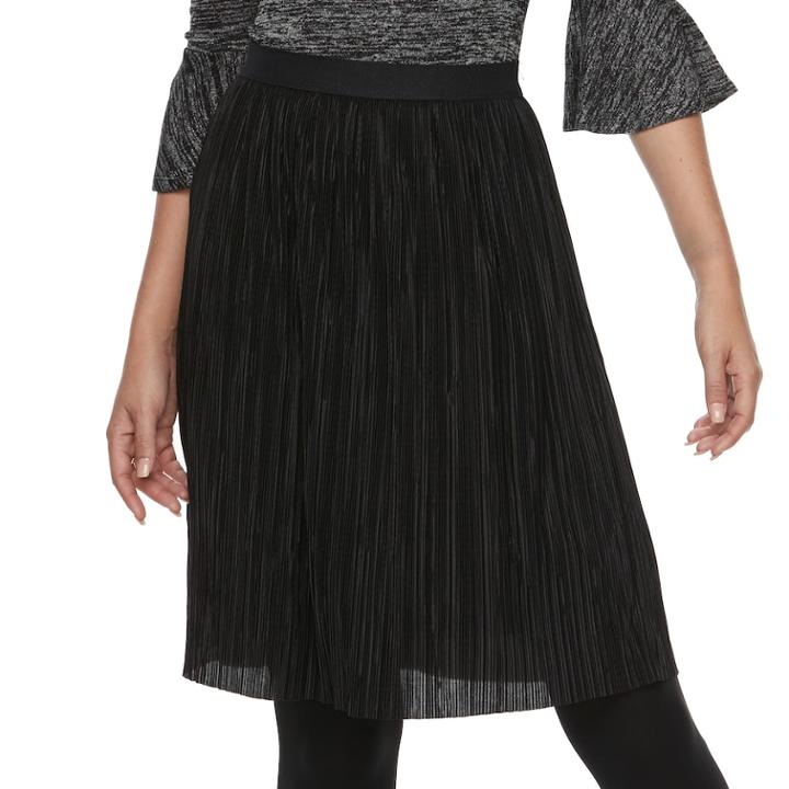 Women's Apt. 9&reg; Pleated Midi Skirt, Size: Xs, Black
