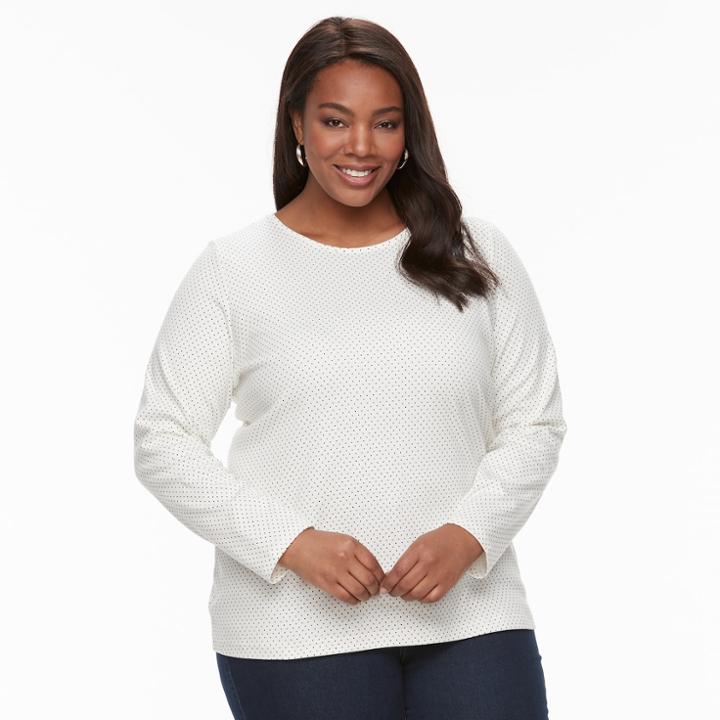 Plus Size Croft & Barrow&reg; Crewneck Tee, Women's, Size: 4xl, White