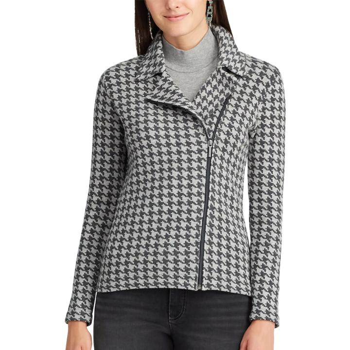 Petite Chaps Asymmetrical Moto Jacket, Women's, Size: M Petite, Black