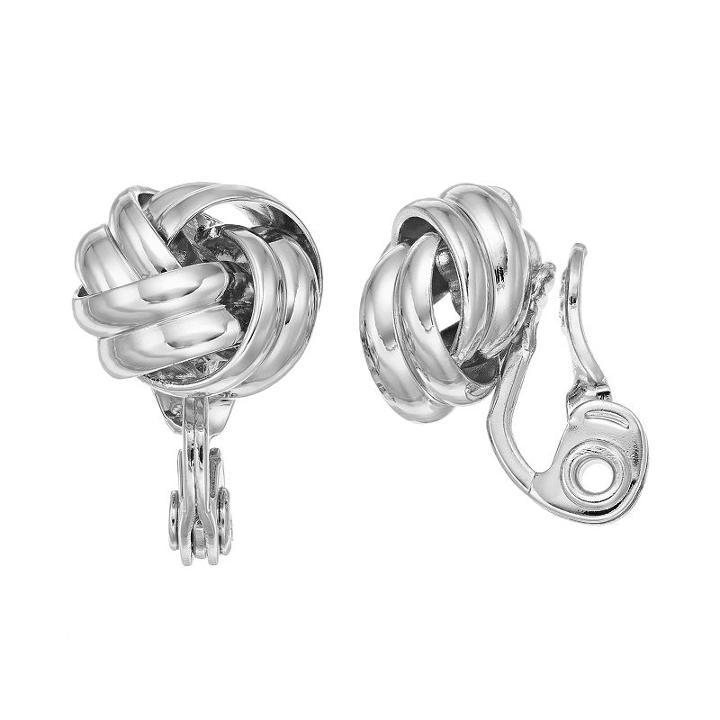Napier Love Knot Clip On Earrings, Women's, Silver