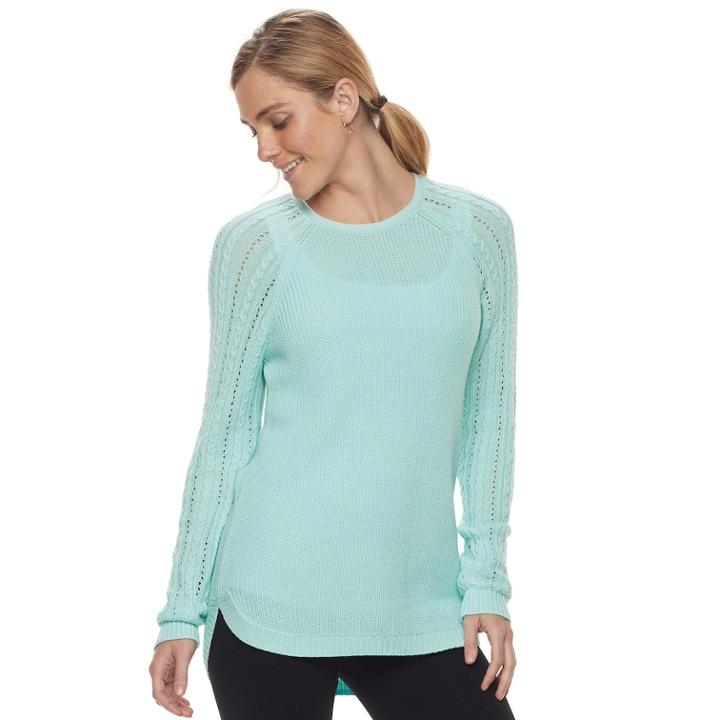 Women's Sonoma Goods For Life&trade; Pointelle Crewneck Sweater, Size: Medium, Light Blue