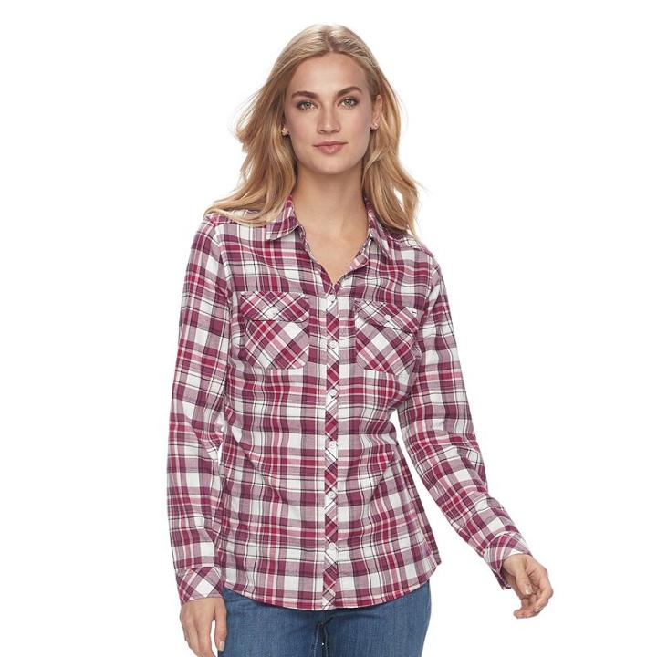Women's Croft & Barrow&reg; Button-front Shirt, Size: Xl, Med Purple