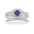 Boston Bay Diamonds 14k White Gold Sapphire & 3/8 Carat T.w. Diamond Paisley Engagement Ring Set, Women's, Size: 9, Blue