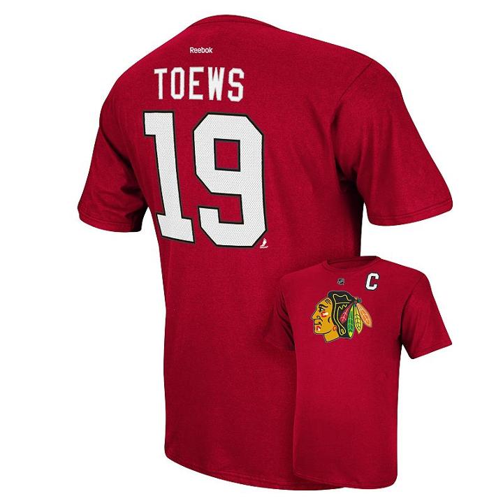 Men's Reebok Chicago Blackhawks Jonathan Toews Player Tee - Men, Size: Large, Red