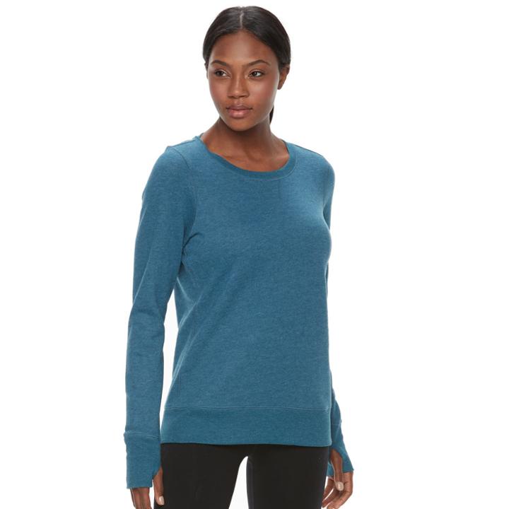 Women's Tek Gear&reg; Fleece Crewneck Sweatshirt, Size: Large, Turquoise/blue (turq/aqua)