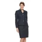 Women's Le Suit Pique Suit Jacket & Skirt Set, Size: 8, Blue (navy)