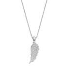 Fleur Cubic Zirconia Wing Pendant Necklace, Women's, Grey