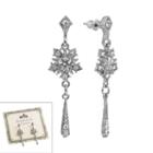 Downton Abbey Silver Tone Simulated Crystal Star Drop Earrings, Women's, White