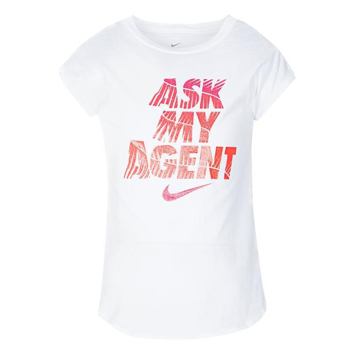 Girls 4-6x Nike Ask My Agent Graphic Tee, Size: 4, White
