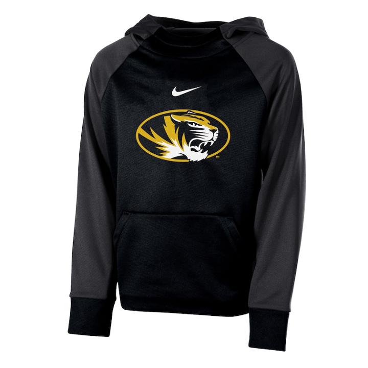 Boys 8-20 Nike Missouri Tigers Therma-fit Colorblock Hoodie, Size: S 8, Black