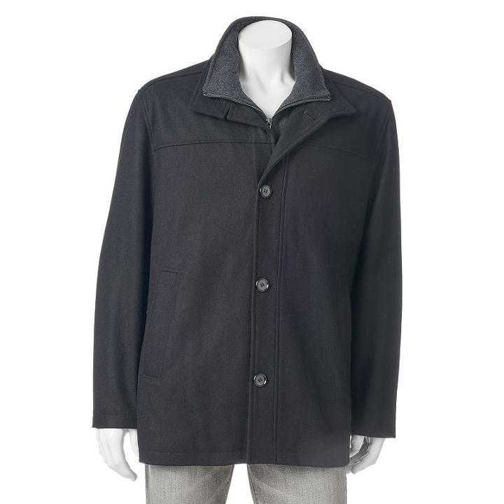 Men's Towne Wool-blend Car Coat, Size: Medium, Black