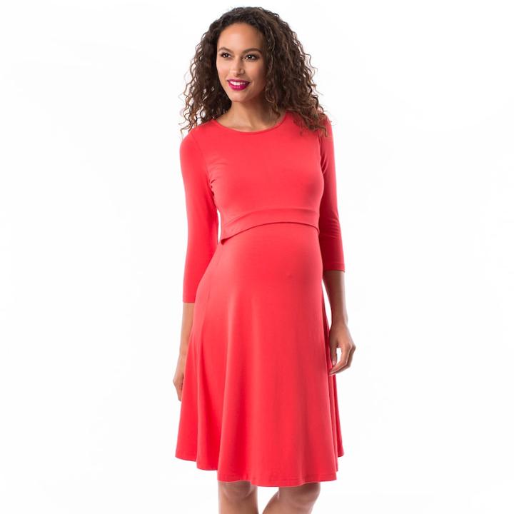 Maternity Pip & Vine By Rosie Pope Layered Nursing Dress, Women's, Size: Xl-mat, Brt Red