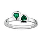 Stacks And Stones Sterling Silver Lab-created Emerald Heart Stack Ring, Women's, Size: 5, Green