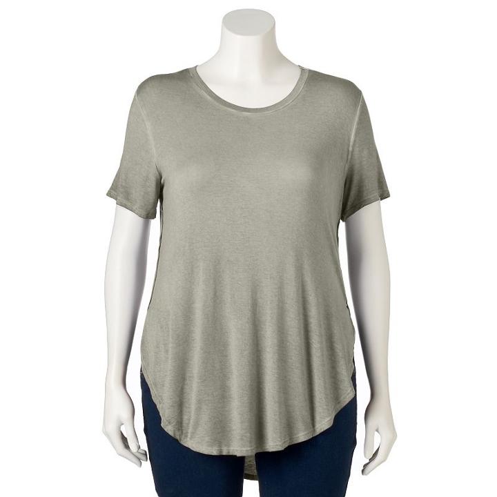 Juniors' Plus Size Mudd&reg; Short Sleeve Shirttail Tee, Girl's, Size: 2xl, Med Green