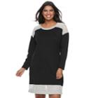 Juniors' Plus Size Almost Famous Mesh Colorblock Sweatshirt Dress, Teens, Size: 3xl, Grey (charcoal)