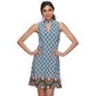 Women's Indication Printed Choker Neck Shift Dress, Size: Small, Turquoise/blue (turq/aqua)