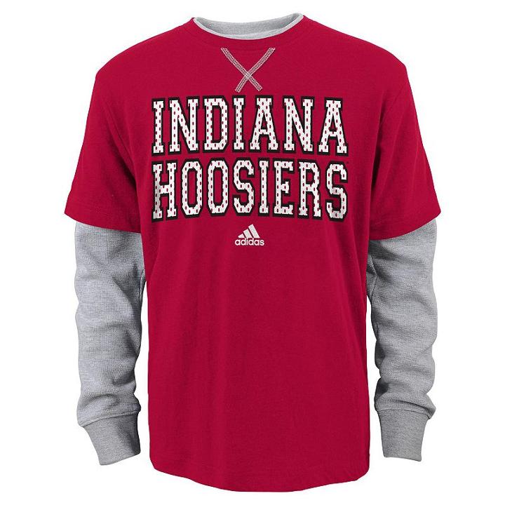 Boys 4-7 Adidas Indiana Hoosiers Mock-layer Tee, Size: M(5/6), Red