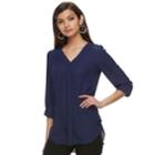 Women's Apt. 9&reg; Roll-tab Chiffon Tunic Top, Size: Xxl, Drk Purple