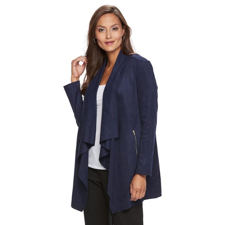 Women's Dana Buchman Faux-suede Open-front Jacket, Size: Large, Blue