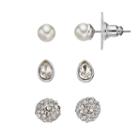 Napier Simulated Pearl, Fireball & Teardrop Nickel Free Stud Earring Set, Women's, White