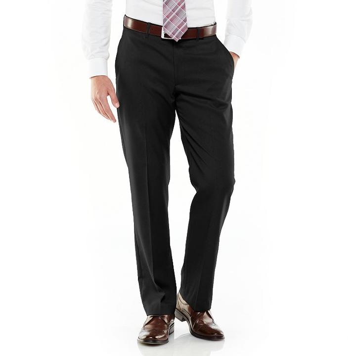 Men's Axist Ultra Series Straight-fit Solid No-iron Performance Flat-front Dress Pants, Size: 40x30, Black