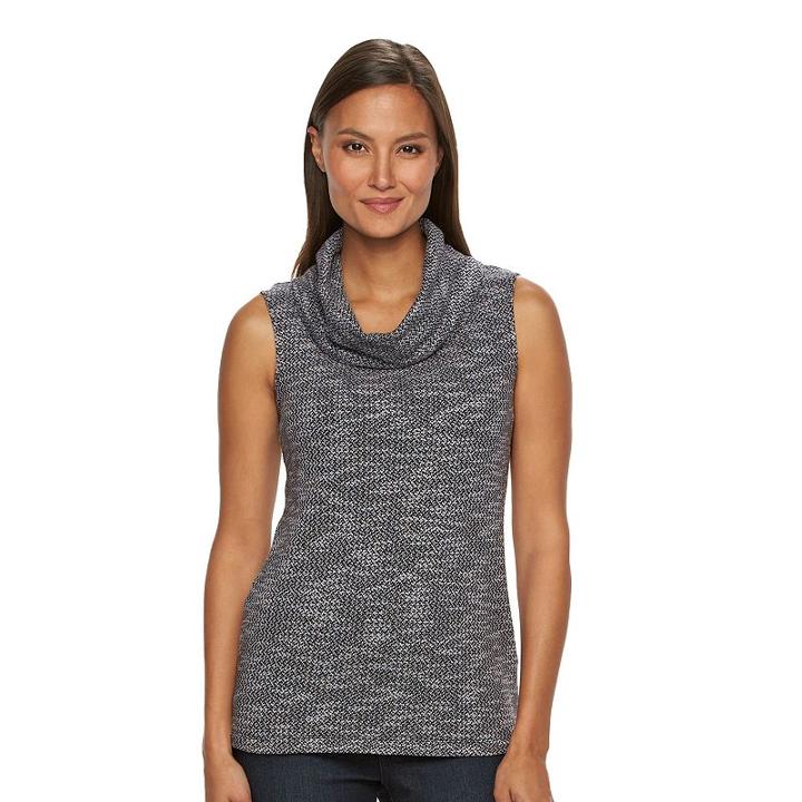 Women's Dana Buchman Marled Cowlneck Top, Size: Xs, Black