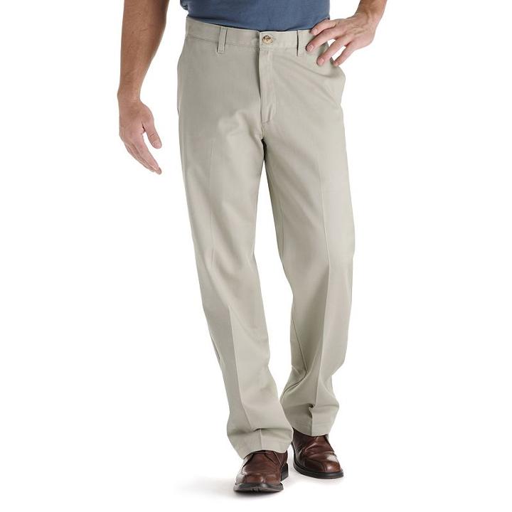 Men's Lee Stain-resist Casual Relaxed-fit Flat-front Pants, Size: 36x30, Beig/green (beig/khaki)