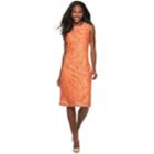 Women's Sharagano Two-tone Lace Midi Dress, Size: 16, Orange