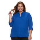 Plus Size Apt. 9&reg; Button Front Top, Women's, Size: 1xl, Blue