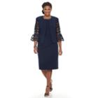 Plus Size Maya Brooke Embellished Sheath Dress & Lace Jacket Set, Women's, Size: 18 W, Blue (navy)