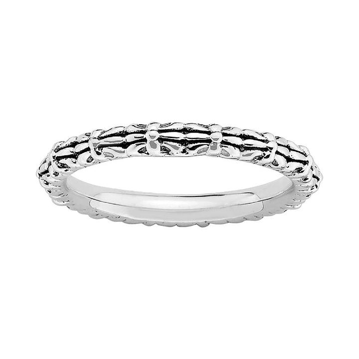 Stacks And Stones Sterling Silver Fleur-de-lis Flower Stack Ring, Women's, Size: 10, Grey