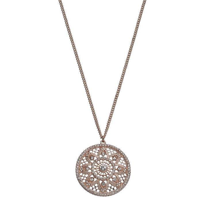 Lc Lauren Conrad Long Openwork Medallion Disc Pendant Necklace, Women's, Light Pink