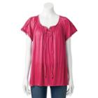 Women's French Laundry Lace-up Peasant Top, Size: Medium, Med Red