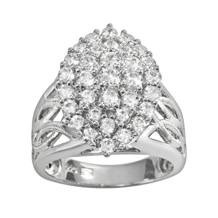 Sterling Silver Lab-created White Sapphire Cluster Ring, Women's, Size: 6