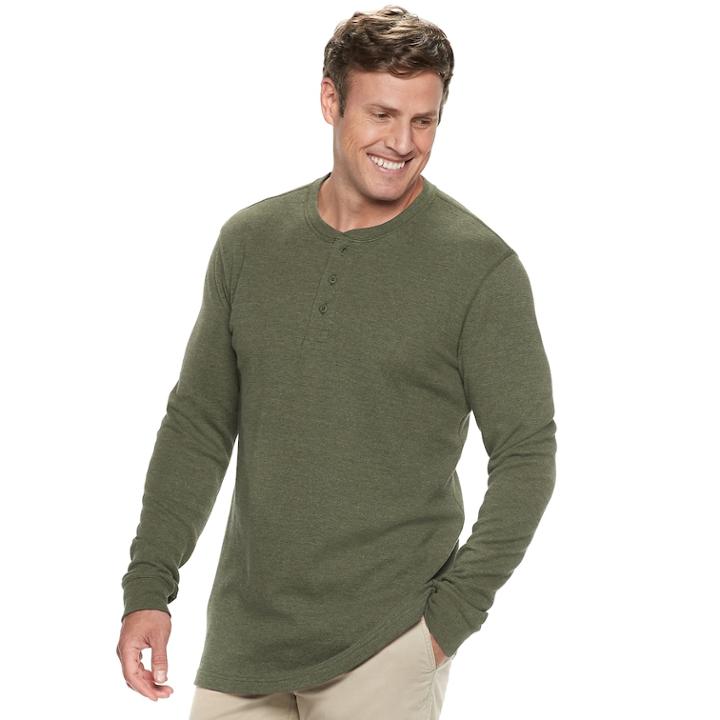 Big & Tall Sonoma Goods For Life&trade; Modern-fit Supersoft Thermal Henley, Men's, Size: 2xb, Dark Green