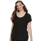 Juniors' Plus Size Mudd&reg; Roadtrip Scoopneck Tee, Teens, Size: 3xl, Black